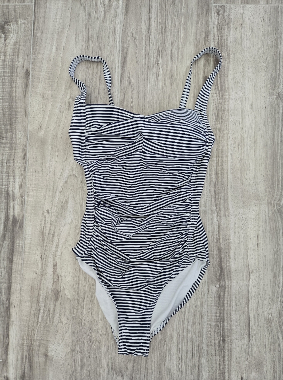 Nip Tuck Striped Navy & White One-Piece Swimsuit Size 4 Or S